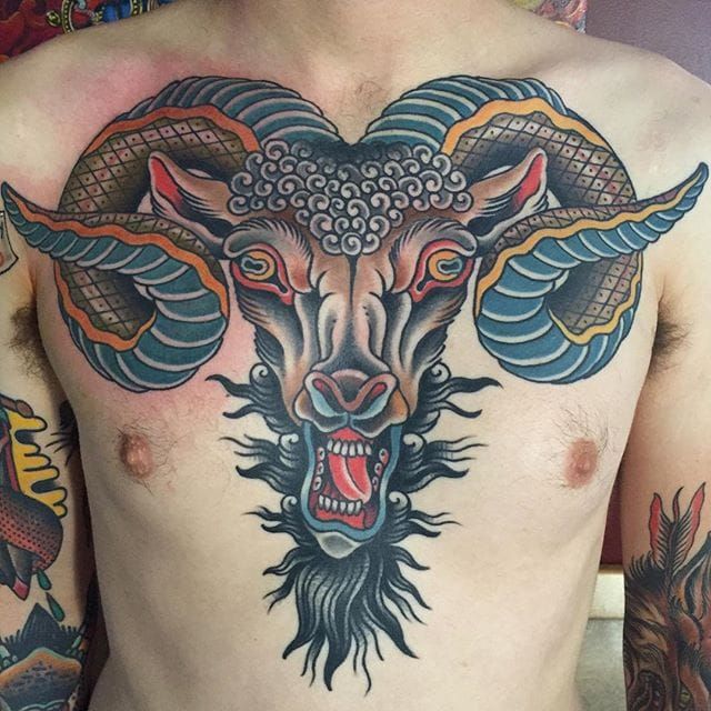 Skinzophrenic Tattoos  Brutal ram chest piece by Zac Check out the video  wwwyoutubecomwatchvAc1buoGmhMMt7s Follow us on  instagramcomskinzophrenictattoos for more  Facebook