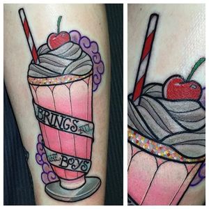 Milkshake tattoo by Kris Webb. #banner #lettering #milkshake #traditional #KrisWebb
