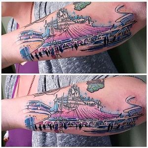 Disneyland tattoo by Angela Bailey. #disney #disneyland #castle #waltdisney #tomorrowland