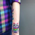 Lucky cat tattoo by Ann Lilya #AnnLilya #colorful #luckycat
