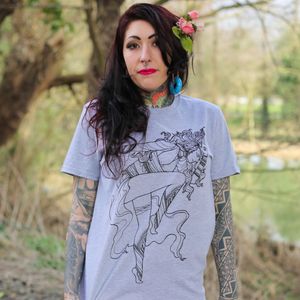 Hannya Jayne's White Witch tattoo design t-shirt in grey #whitewitch #HannyaJayne #witch #inkluded