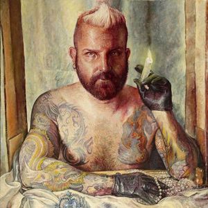 Tattooed portrait by Scott G. Brooks #ScottGBrooks #art #painting #popsurrealism #tattooedart