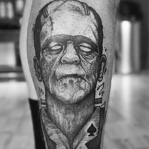 Frankenstein's monster tattoo by Ergo Nomik #ErgoNomik #blackwork #frankenstein