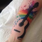 Burst with a guitar (via IG—leabrowntattoo) #PrideTattoo #PrideFlag #LGBT #Equality #Rainbow #RainbowTattoo