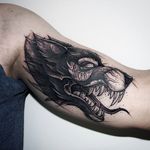 Sketch style wolf tattoo. #KatiBerinkey #sketch #wolf #blackwork #sketchtattoo #sketchstyletattoo