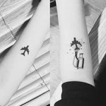 Travel tattoo by Masa. #Masa #southkorea #southkorean #tattooartist  #micrortattoo #linework #subtle #airplane #travel #wanderlust #suitcase #luggage