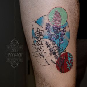 Lavender tattoo by Juli Hamilton #JuliHamilton #lavender #flower #geometric #graphic