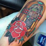 Jukebox tattoo by Jon Bass #jukebox #music #traditional #JonBass