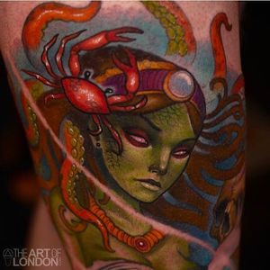 Awesome close up shot of a tattoo done by London Reese. #LondonReese #theartoflondon #coloredtattoo