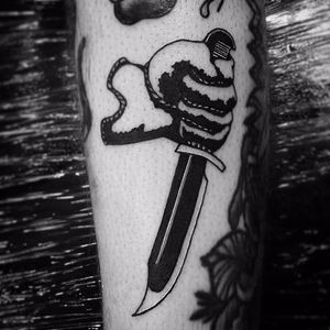 Dagger Tattoo by Tristan Trenaman #dagger #daggertattoo #blackwork #blackworktattoo #contemporaryblackwork #blackink #blacktattoos #blackworkartist #TristanTrenaman