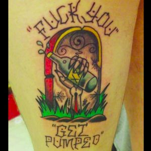 Fuck you, get pumped! Direct Hit! fan tattoo by Kitchener Langfield (via IG -- ncheply) #KitchenerLangfield