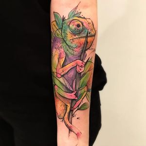 Chameleon tattoo by Victor Montaghini #VictorMontaghini #graphic #watercolor #sketch #chameleon