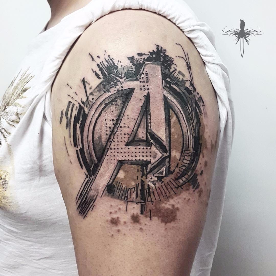 How to make letter A tattoo in avengers logo design  avengers logo tattoo   YouTube