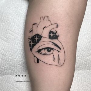 Heart eye tattoo by Lmariera #lmariera #eyetattoos #blackwork #illustrative #popart #graphic #eye #heart #tears #crying #sparkles #stars #love #heartbreak