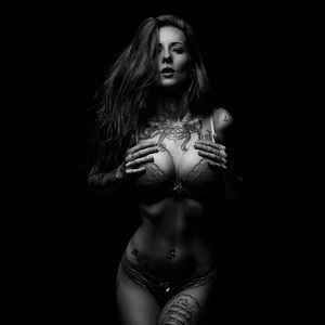 Model Anett the Smurfette photographed by Florian Böcking #FlorianBöcking #photography #tattooedmodel #lingerie #AnetttheSmurfette