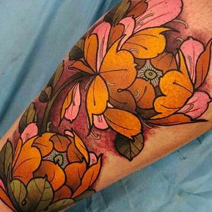 Peony flower tattoo by Elliott Wells #peony #peonies #flower #japanese #ElliottWells #triplesixstudios