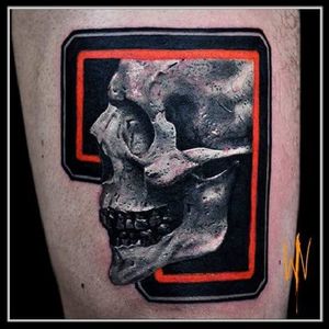 Neo LowBrow tattoo by William Nascimento #skull #orange #realism #WilliamNascimento #neolowbrow