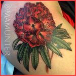 Red rhododendron tattoo by Michael Munter. #flower #botanical #rhododendron #traditional #MichaelMunter