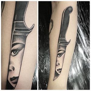 Knife Tattoo by Rafaella Oliveira #knife #knifeblade #blade #abstract #RafaellaOliveira
