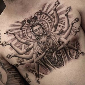 "for every action - an equal and opposite reaction" - Beautiful black and grey piece by Jun Cha #JunCha #blackandgrey #tattoooftheday