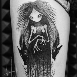 Dark monster tattoo by Sergei Titukh #SergeiTitukh #blackwork #monster