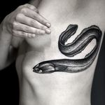 Gorgeous eel tattoo by Kamil Czapiga #eel #KamilCzapiga #blackwork