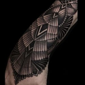 Wrist piece by Rose Hardy #RoseHardy #blackandgrey #geometric #ornamental #tattoooftheday