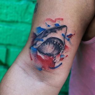 Ataque de tiburón de Georgia Gray.  #ilustrativo #boceto #acuarela #GeorgiaGray #tiburon