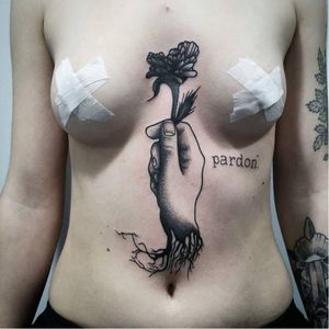 Sweet tattoo by L'Andro Gynette #LAndroGynette #monochrome #blackandgrey #blackwork #flower #hand