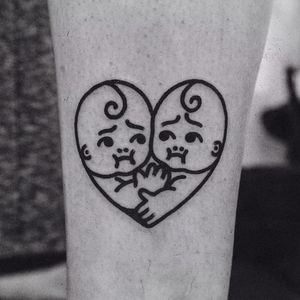 Baby heart tattoo by Woohyun Heo #WoohyunHeo #babies #baby #love #heart (Photo: Instagram)