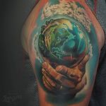 Incredible earth tattoo by @levgen_eugeneknysh #earth #earthtattoo #climatechange #planetearth