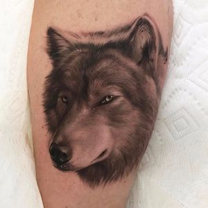 Lone wolf by Jamie Mahood #JamieMahood #realism #realistic #hyperrealism #blackandgrey #wolf #animal #dog #coyote #forest #nature #tattoooftheday