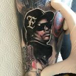 Eazy E Tattoo by Gibbo #eazye #portrait #miniatureportrait #hiphop #music #popculture #miniature #Gibbo