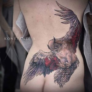 Twin Peaks tattoo by Konstanze K. #twinpeaks #KonstanzeK #owl #neotraditional #newtraditional