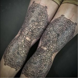 Ongoing leg tattoos by Bastien Jean #BastienJean #pattern #patterned #floral #intricate #linework