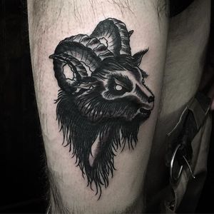 Tattoo uploaded by Robert Davies • Blackwork Goat Tattoo by Carina Alok ...