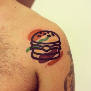 Destructured burger tattoo by Mattia Mambo #MattiaMambo #burger #fastfood #graphic