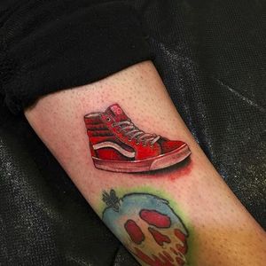 Red Skate Hi Vans by Dan Smith (IG—dansmithism). #DanSmith #vans #sneakers