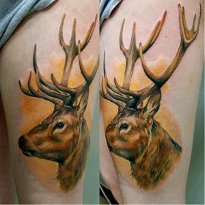 Noble stag tattoo. #GienaRevess #realistic #realism #3D #photorealism #stag