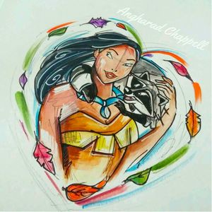 Pocahontas tattoo design by Angharad Chappell #AngharadChappell #Disney #Pocahontas