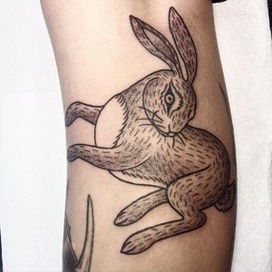 Hare Tattoo by Valeria Marinac #hare #animal #contemporary #ValeriaMarinac