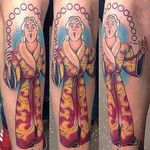 Ric Flair wearing one of his many extravagant robes. Tattoo by Nikki Snyder. #RicFlair #wrestling #NikkiSnyder #traditional