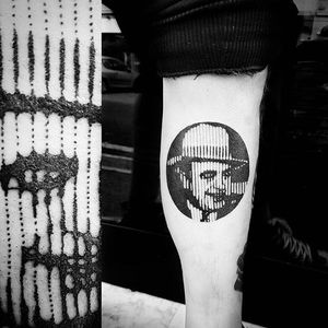 Dot matrix Al Capone portrait by Marco Bordi. #MarcoBordi #blackwork #dotmatrix #contemporary #lines #impression #portrait #alcapone #history #gangster