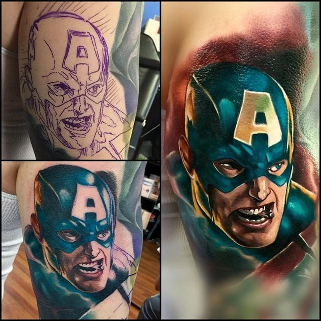 Capitán América de Audie Fulfer Jr.  #realismo #colorrealismo #AudieFulferJr #AudieFulfer #CaptainAmerica