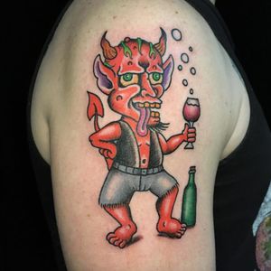 Of course the devil parties with some sick cutoffs. (Via IG - mikeattack_tattoo)