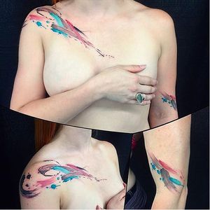 Abstract tattoo by Lucy Hu. #abstract #art #contemporarytattoo #paint #brushstroke #LucyHu