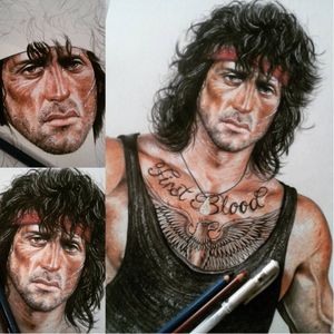 Rambo by Wayne Maguire #WayneMaguire #InkedIkons #art #illustration #realisticdrawing #Rambo #SylvesterStallone