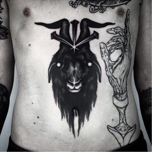 Baphomet tattoo by Matteo Al Denti #MatteoAlDenti #blackwork #baphomet #goat #nails