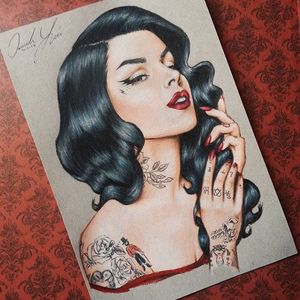 Kat Von D via HavokMonroe #KatVonD #pinupgirl #tattoodobabes #artshare #HavokMonroe #portrait #illustration