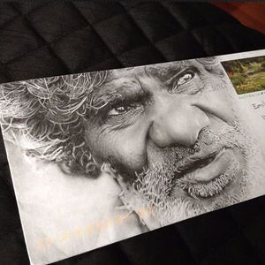 Photo-realism pencil drawing on an envelope by Chris Nieves #artshare #portrait #ChrisNieves #art #drawing
